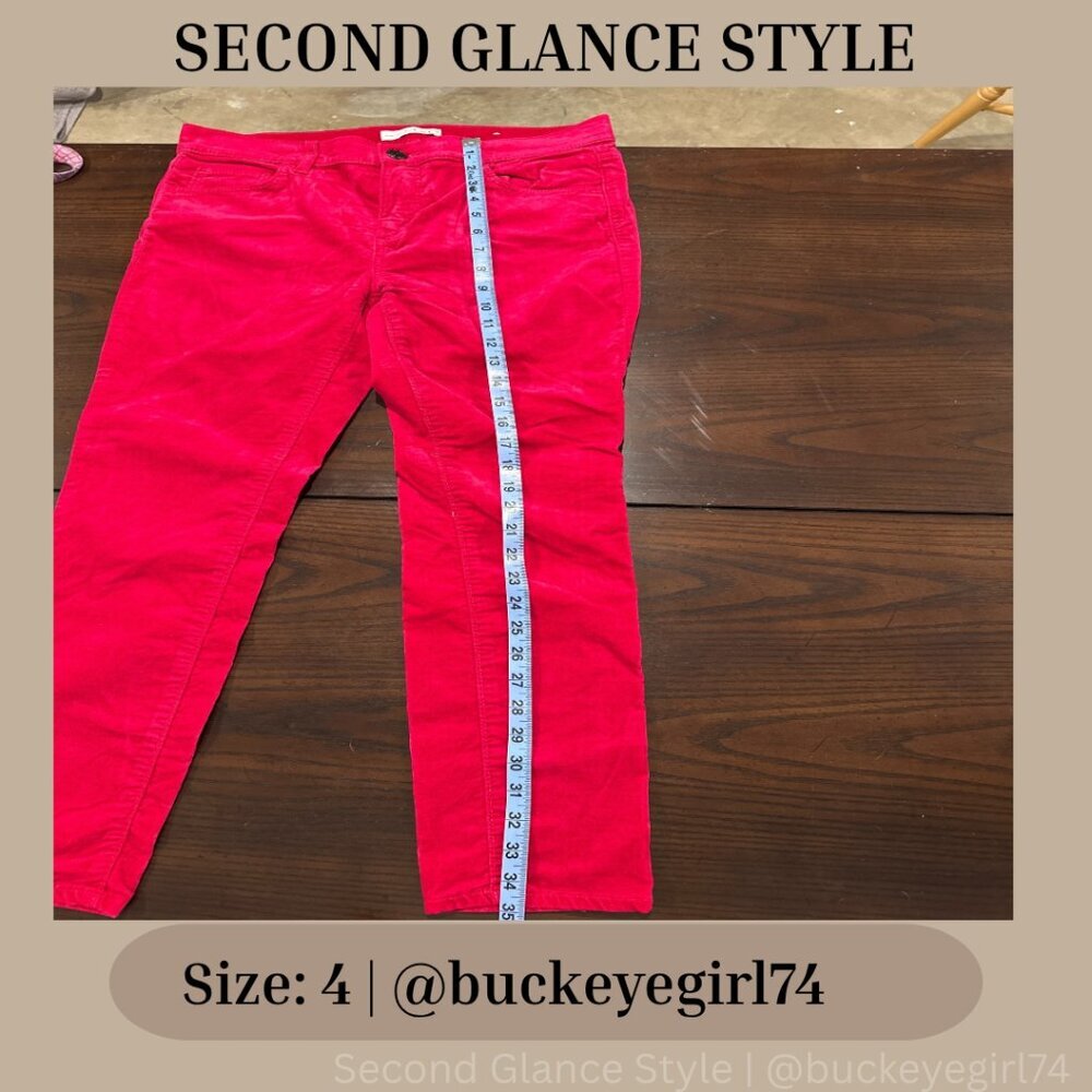 LOFT Women’s SZ 4 Red Velvet Corduroy Skinny Pants Stretch - Picture 7 of 7